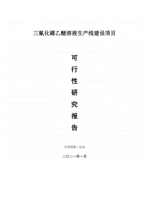 三氟化硼乙醚溶液生产建设项目可行性研究报告.doc