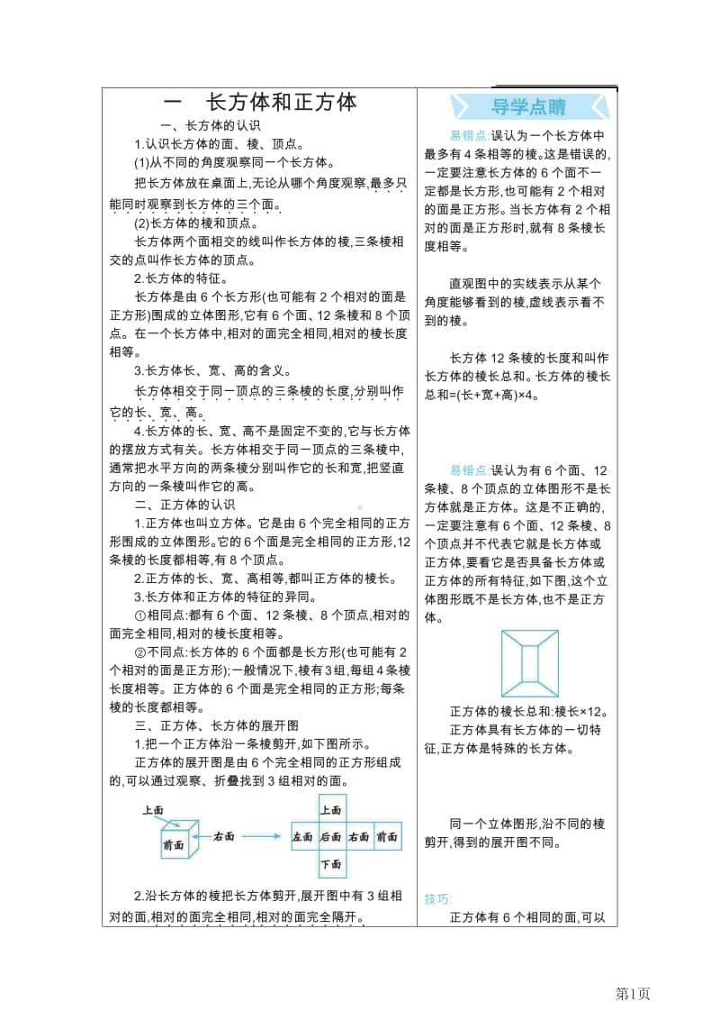 六年级上册数学苏教版知识要点.pdf_第1页