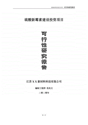 硫酸新霉素建设投资项目可行性研究报告-实施方案-立项备案-申请.doc