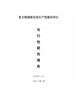 复合锂储能电池生产建设项目可行性研究报告.doc