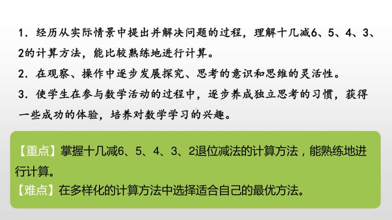 苏教版一年级下册数学第1单元20以内的退位减法十几减6、5、4、3、2 ppt课件.pptx_第2页