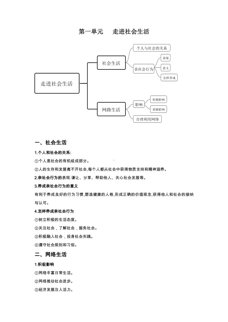 部编版道德与法治八年级上册结构体系及核心考点.docx_第1页