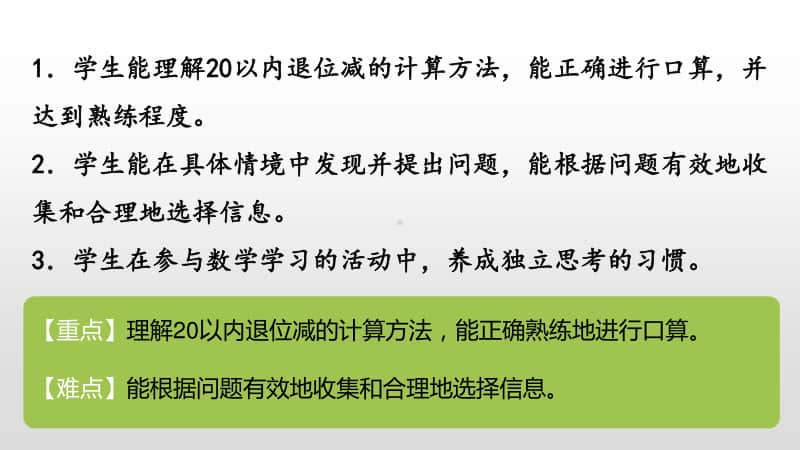 苏教版一年级下册数学第1单元20以内的退位减法复习（2） ppt课件.pptx_第2页