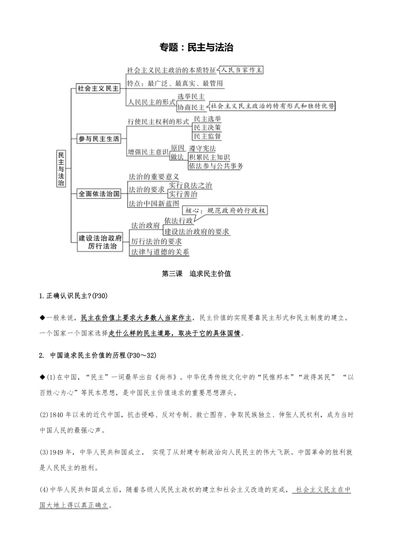 统编人教版九年级道德与法治上册 第二单元民主与法治知识点总结.docx_第1页