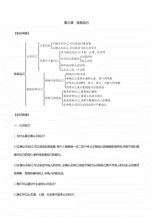 第三课发现自己 知识梳理+误区警示-2020秋部编版道德与法治七年级上册.docx