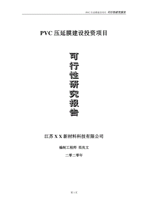 PVC压延膜建设投资项目可行性研究报告-实施方案-立项备案-申请.doc