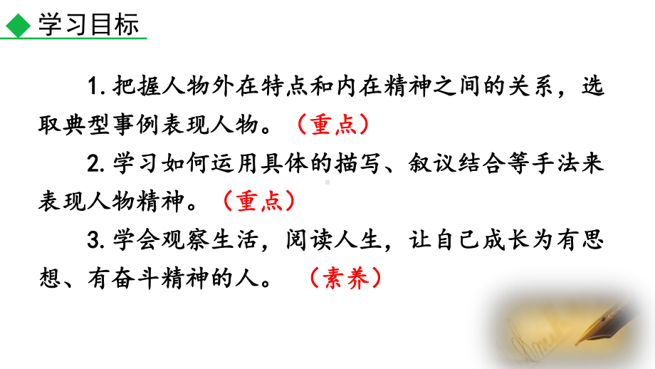 7年级下册语文部编版同步课件第一单元写作 写出人物的精神.pptx_第3页