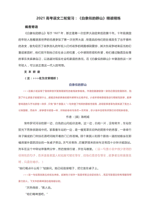 2021高考语文二轮复习：《白象似的群山》精读精炼.docx