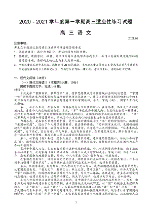 2020－2021学年度第一学期高三语文适应性练习试题高三语文.doc