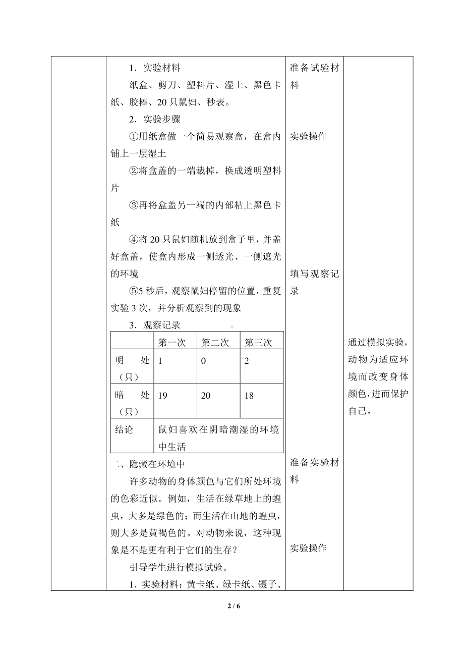 2020新粤教版六年级下册科学-3.15.动物对环境的适应 教案.docx_第2页