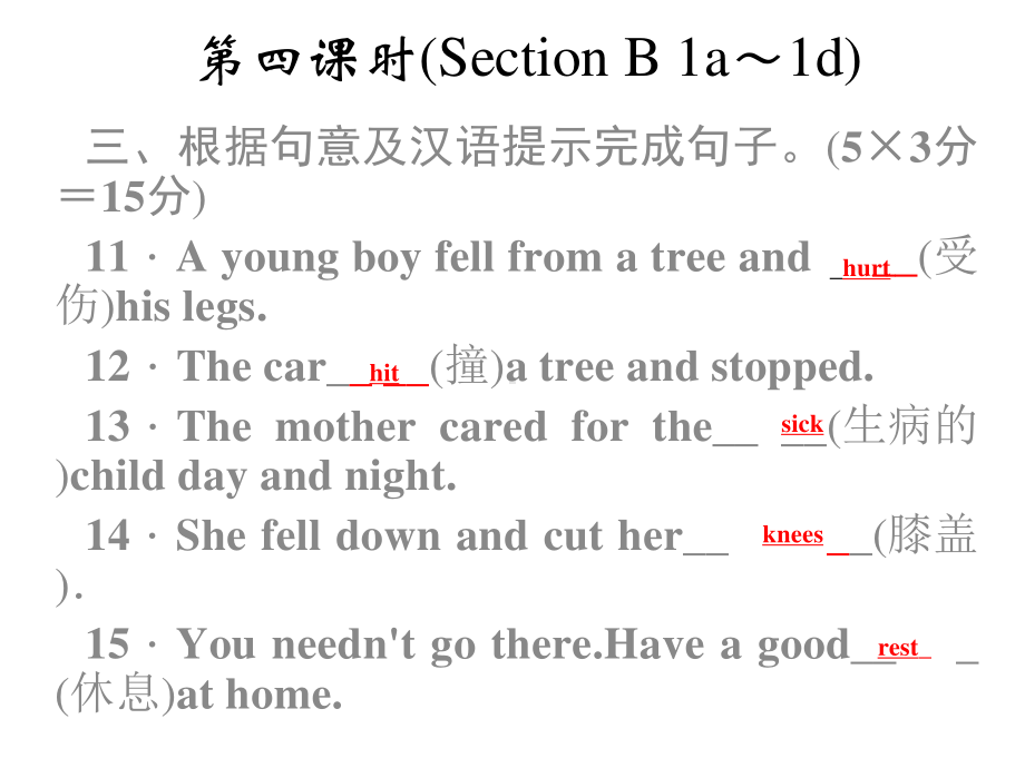 人教版八年级下册英语 Unit 1 What's the matter第四课时ppt课件.ppt_第3页