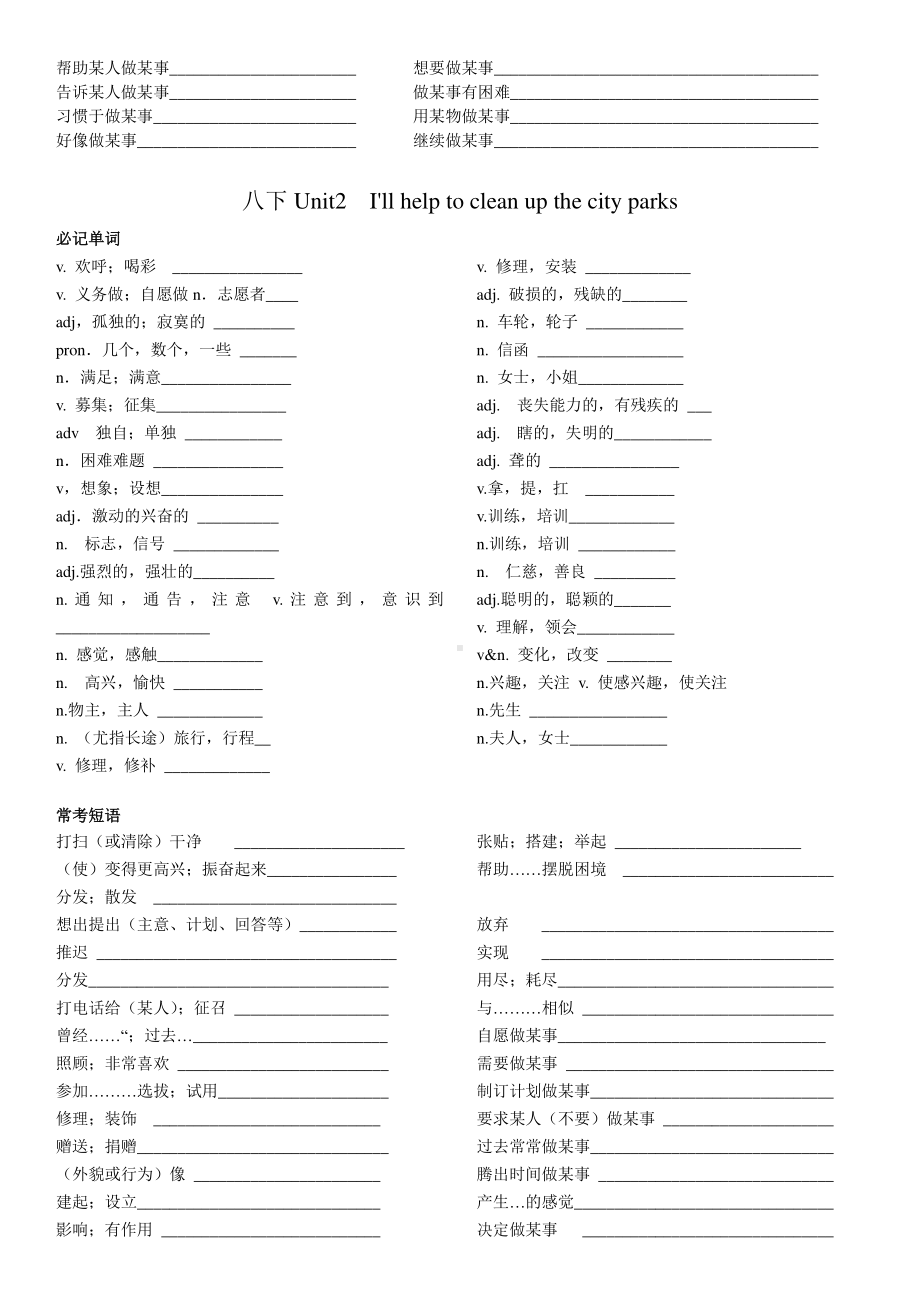 人教版八年级下册英语 1-10单元单词短语归纳汇总背练考.docx_第2页