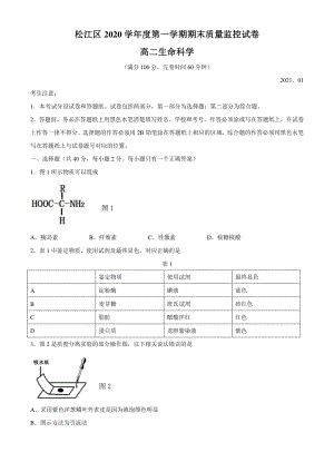 2021届上海市松江区2高三一模生物试题（Word版含答案）.docx