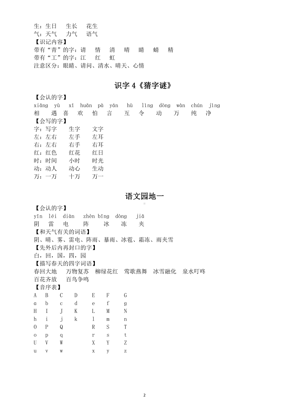 小学语文部编版一年级下册全册各课知识点整理汇总（直接打印每生一份资料使用）.docx_第3页