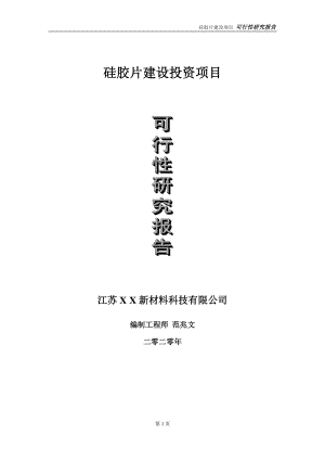 硅胶片建设投资项目可行性研究报告-实施方案-立项备案-申请.doc