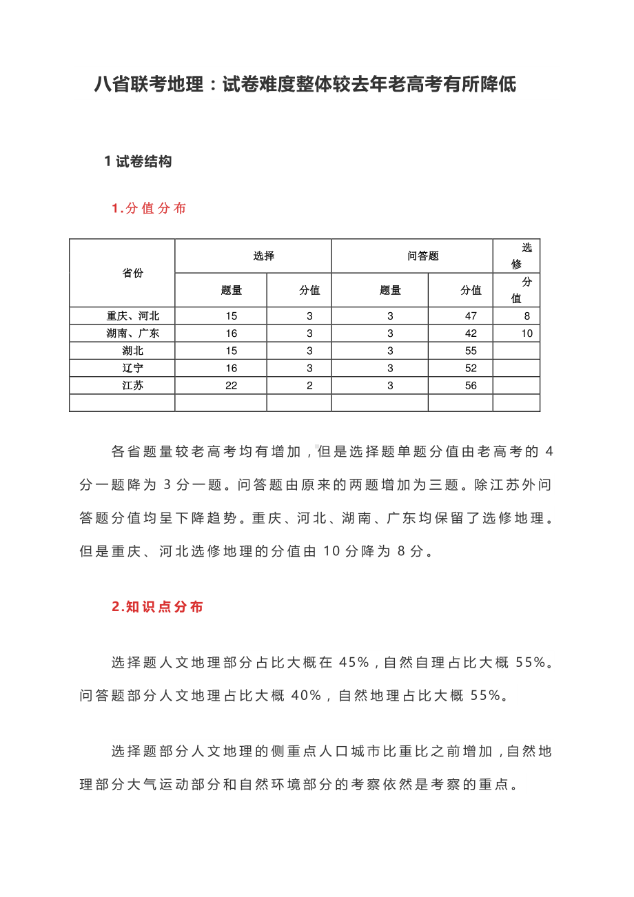 八省联考-地理评析：试卷难度整体较去年老高考有所降低.docx_第1页