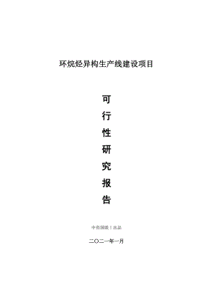 环烷烃异构生产建设项目可行性研究报告.doc