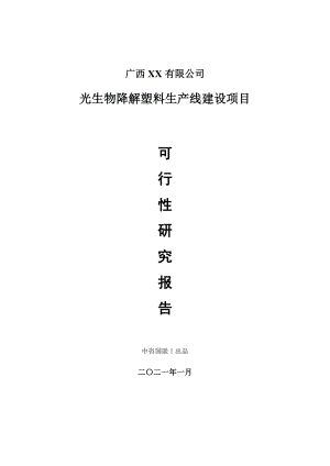 光生物降解塑料生产建设项目可行性研究报告.doc