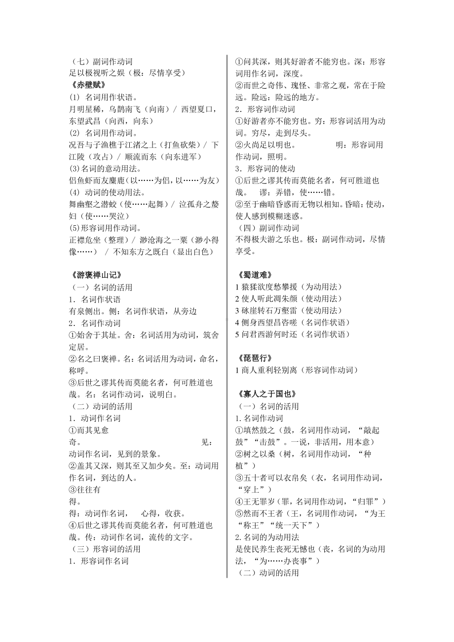 高中文言文人教版必修一至五（词类活用）总结归纳梳理.doc_第3页