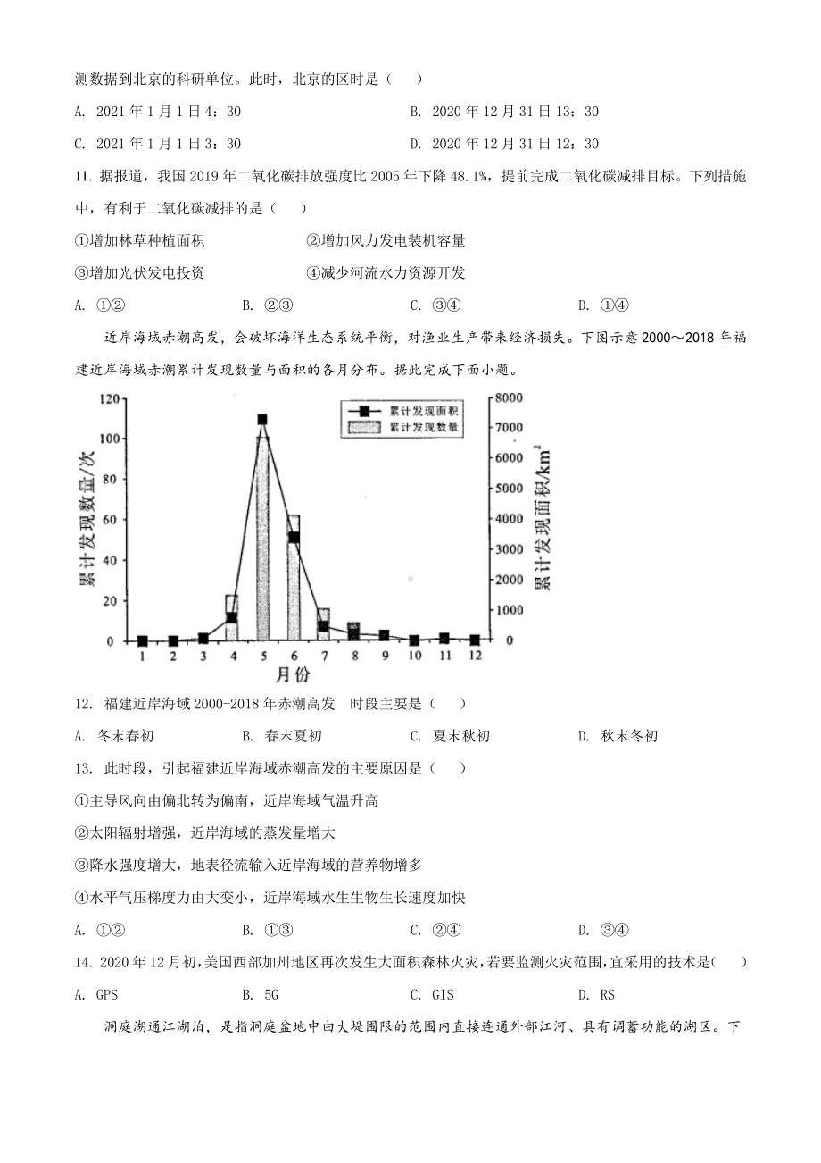 广东省2021年普通高中学业水平选择考适应性测试地理试题（试卷+答案+详解）.doc_第3页