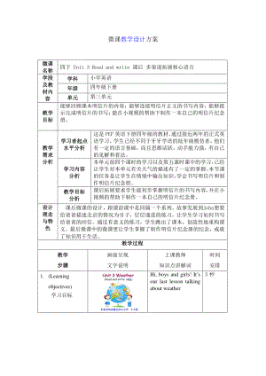 闽教版四年级下册Unit 6 Weather-Part B-教案、教学设计-公开课-(配套课件编号：905dd).docx