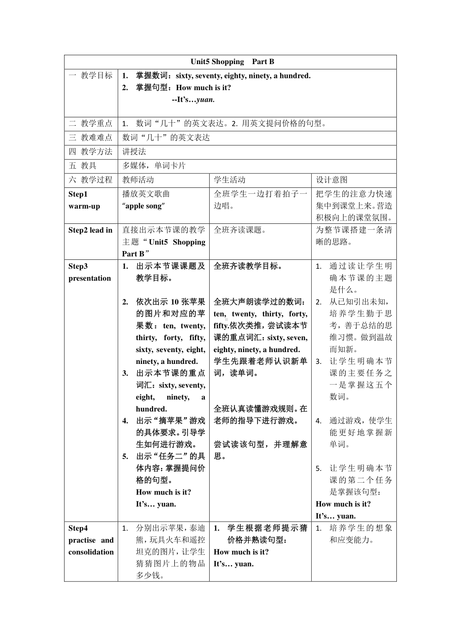 闽教版四年级下册Unit 5 Shopping-Part B-教案、教学设计-公开课-(配套课件编号：2088b).docx_第1页