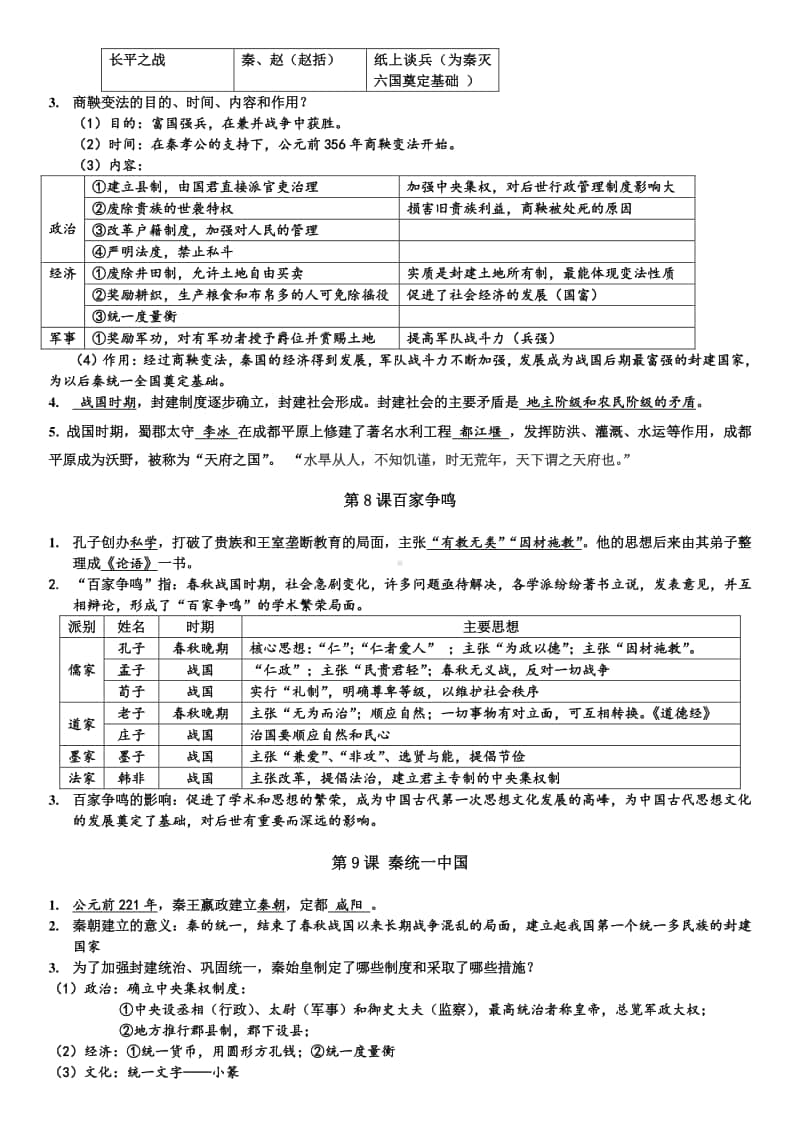 人教版七年级历史上册（部编） 期末复习提纲.doc_第3页