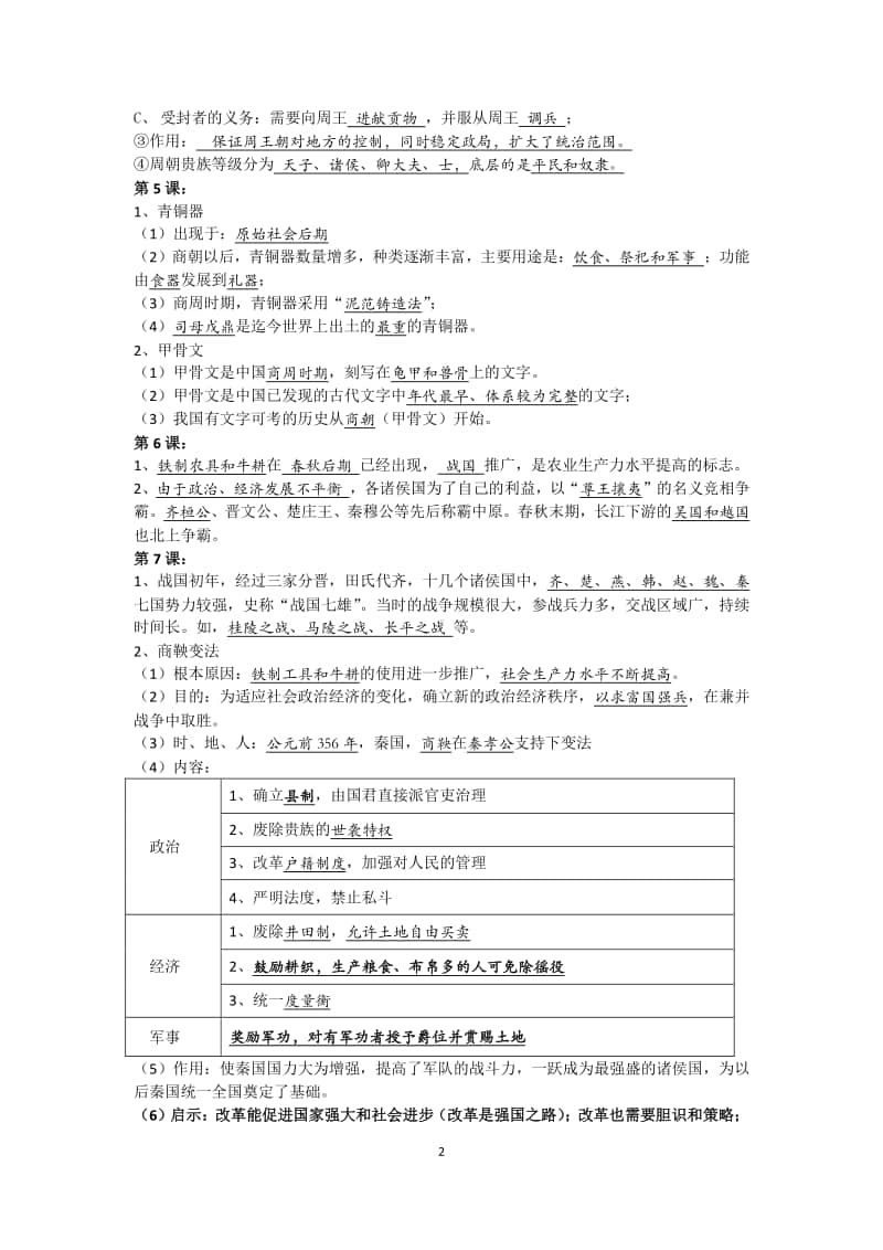 新人教部编版七年级历史上册期末复习提纲.docx_第2页