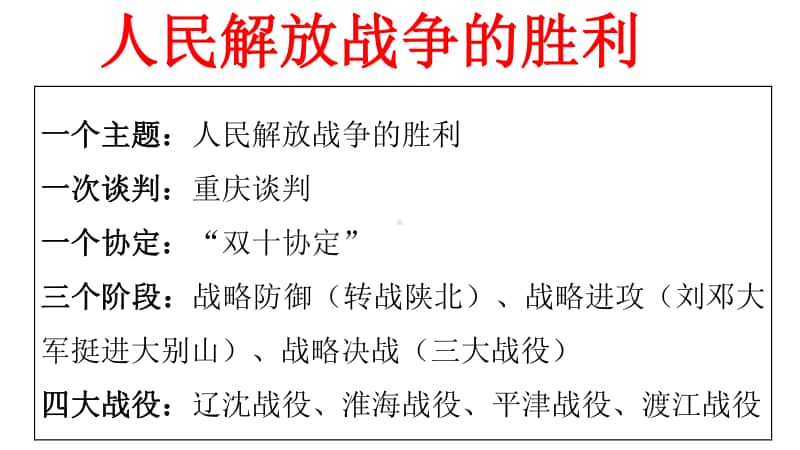 人教部编版历史八年级上册《专题五：人民解放战争的胜利》复习课件(共25张PPT).ppt_第3页