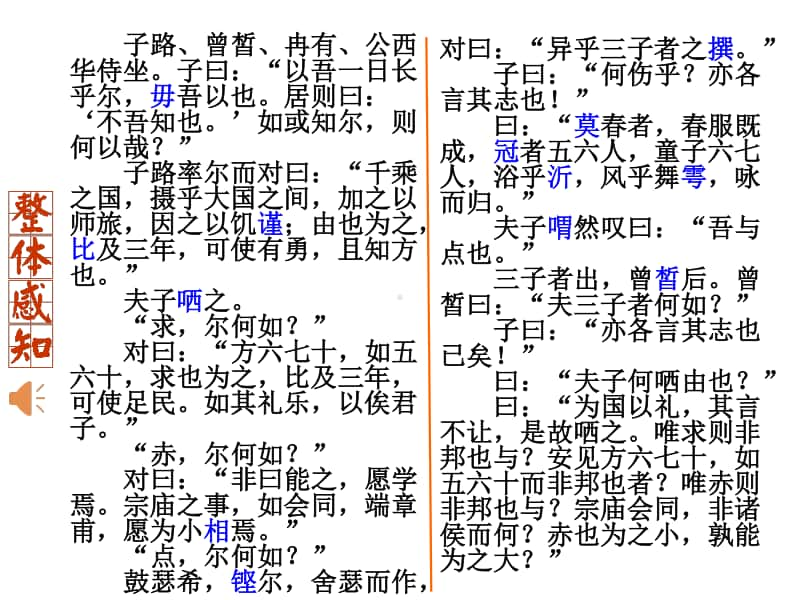 统编高中语文下册 《子路、曾皙、冉有、公西华侍坐》 课件 （共23张）.ppt_第3页