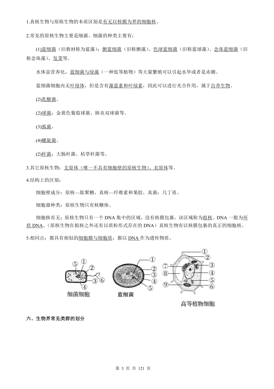 人教版（2019）高中生物新教材 必修1 分子与细胞 期末复习考点提纲（含1-6章共6个单元测试卷及答案全套）.docx_第3页