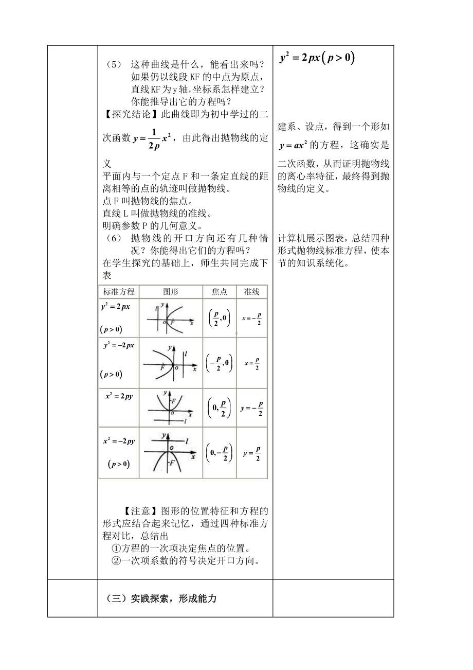 （高中数学优秀教学设计word版）新疆-抛物线及其标准方程（马爱军）.doc_第2页