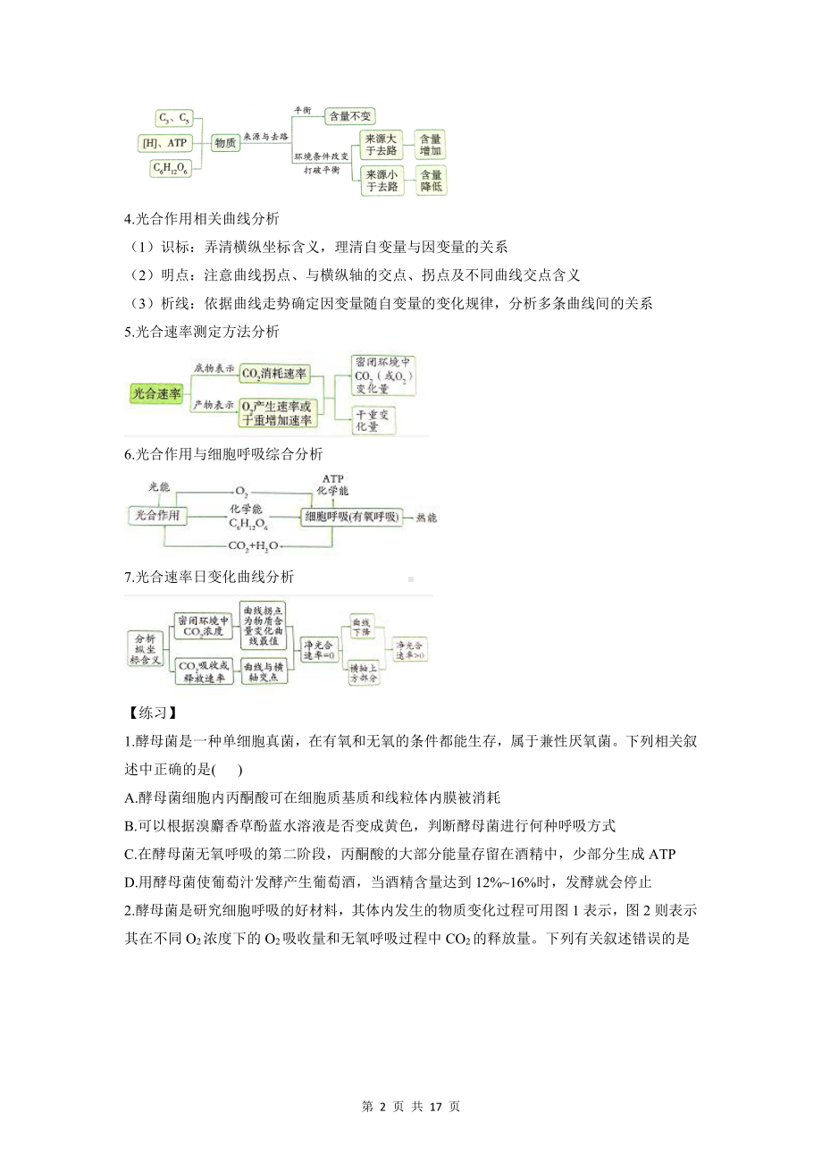 2022年高考生物一轮复习：细胞呼吸与光合作用 解题模板与练习题汇编（含答案解析）.doc_第2页