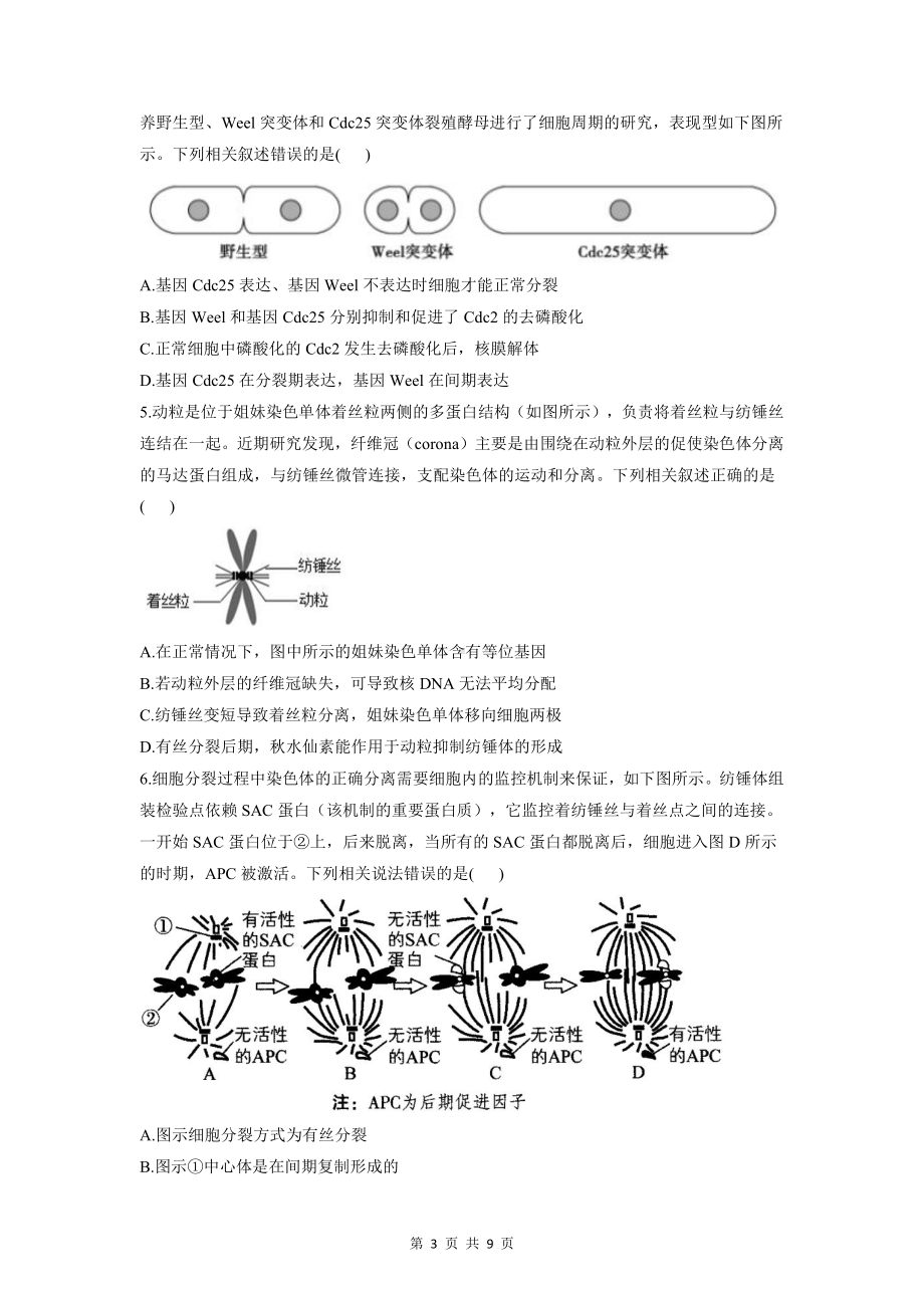 2022年高考生物一轮复习：细胞的生命历程 解题模板与练习题汇编（含答案解析）.doc_第3页