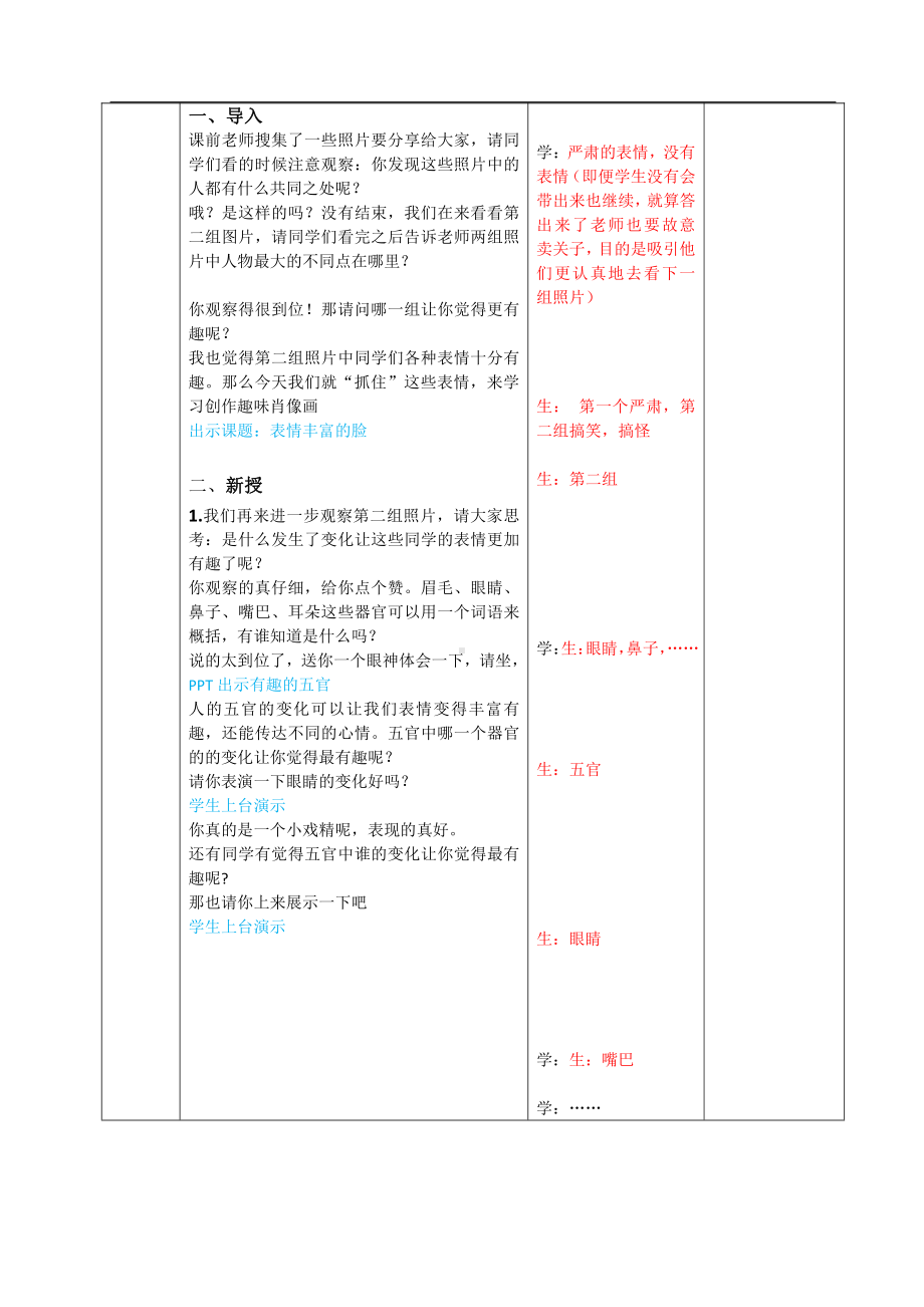 苏少版五年级上册美术第7课　表情丰富的脸-教案、教学设计-部级公开课-(配套课件编号：612dc).doc_第2页