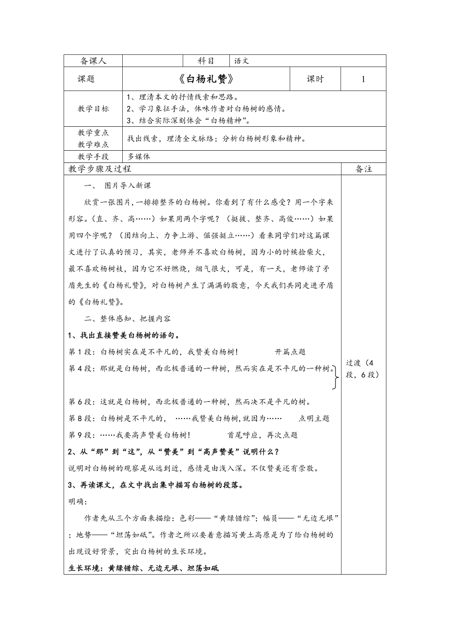 第四单元-阅读-14 白杨礼赞-ppt课件-(含教案+视频+音频)-市级公开课-部编版八年级上册语文(编号：c0463).zip