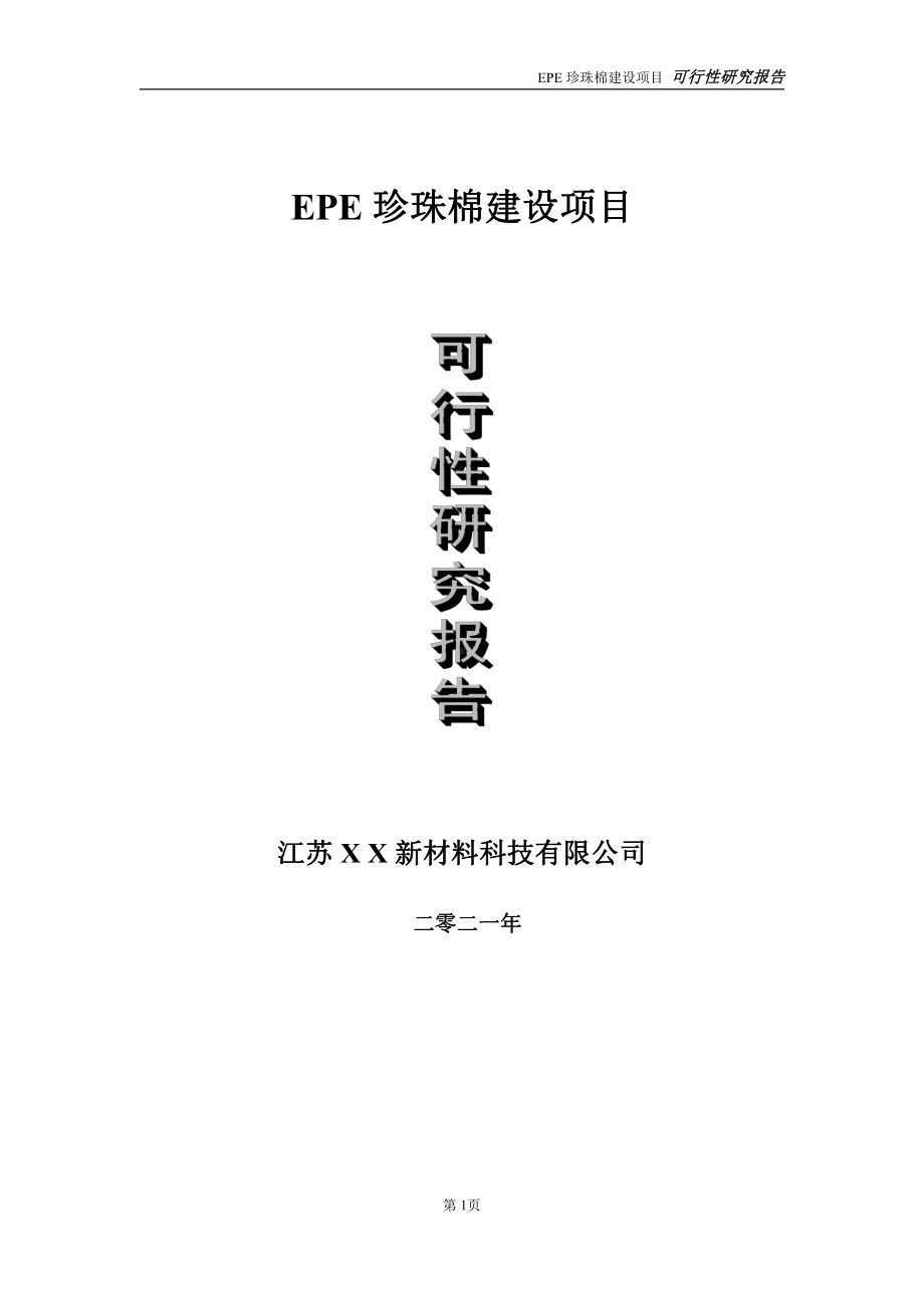 EPE珍珠棉项目可行性研究报告-立项方案.doc_第1页