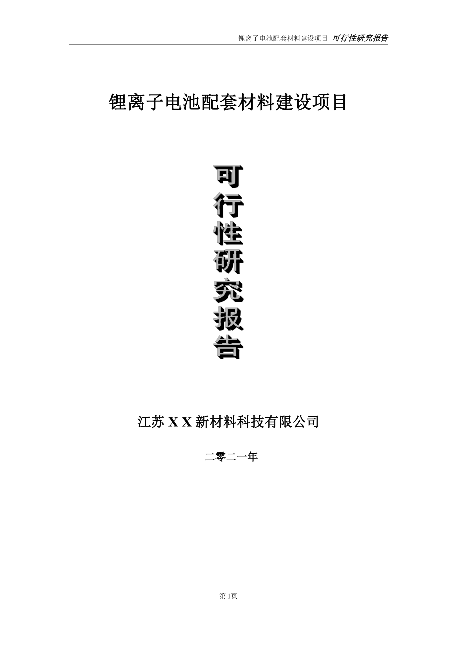 锂离子电池配套材料项目可行性研究报告-立项方案.doc_第1页