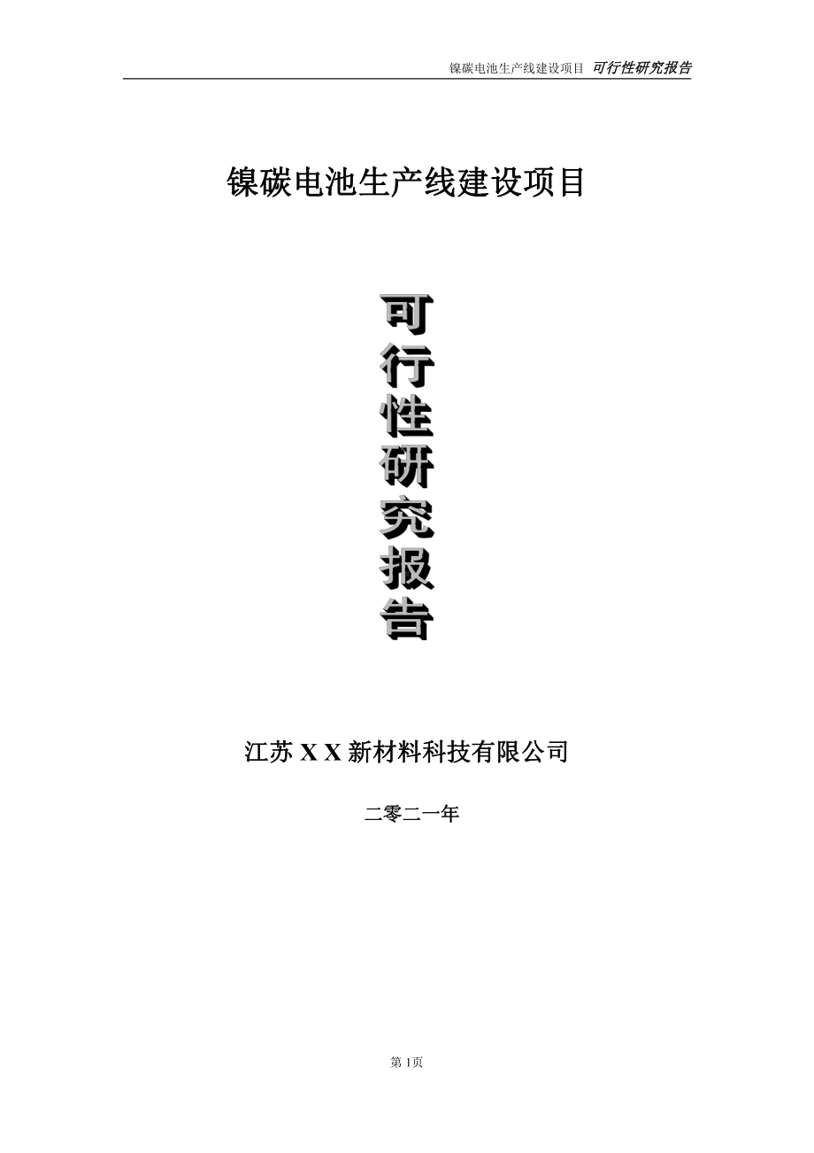 镍碳电池生产线项目可行性研究报告-立项方案.doc_第1页