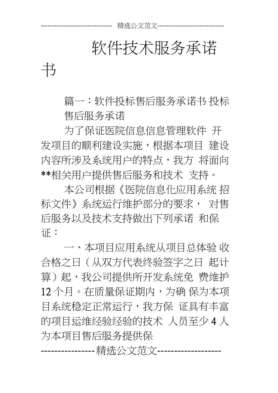 软件技术服务承诺书.doc_第1页