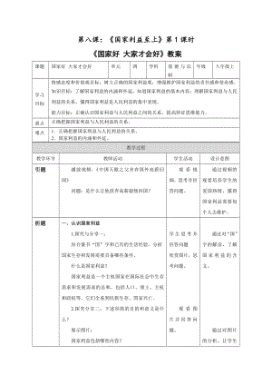 部编版道德与法治八年级上册第八课《国家利益至上国家好 大家才会好》教案.doc