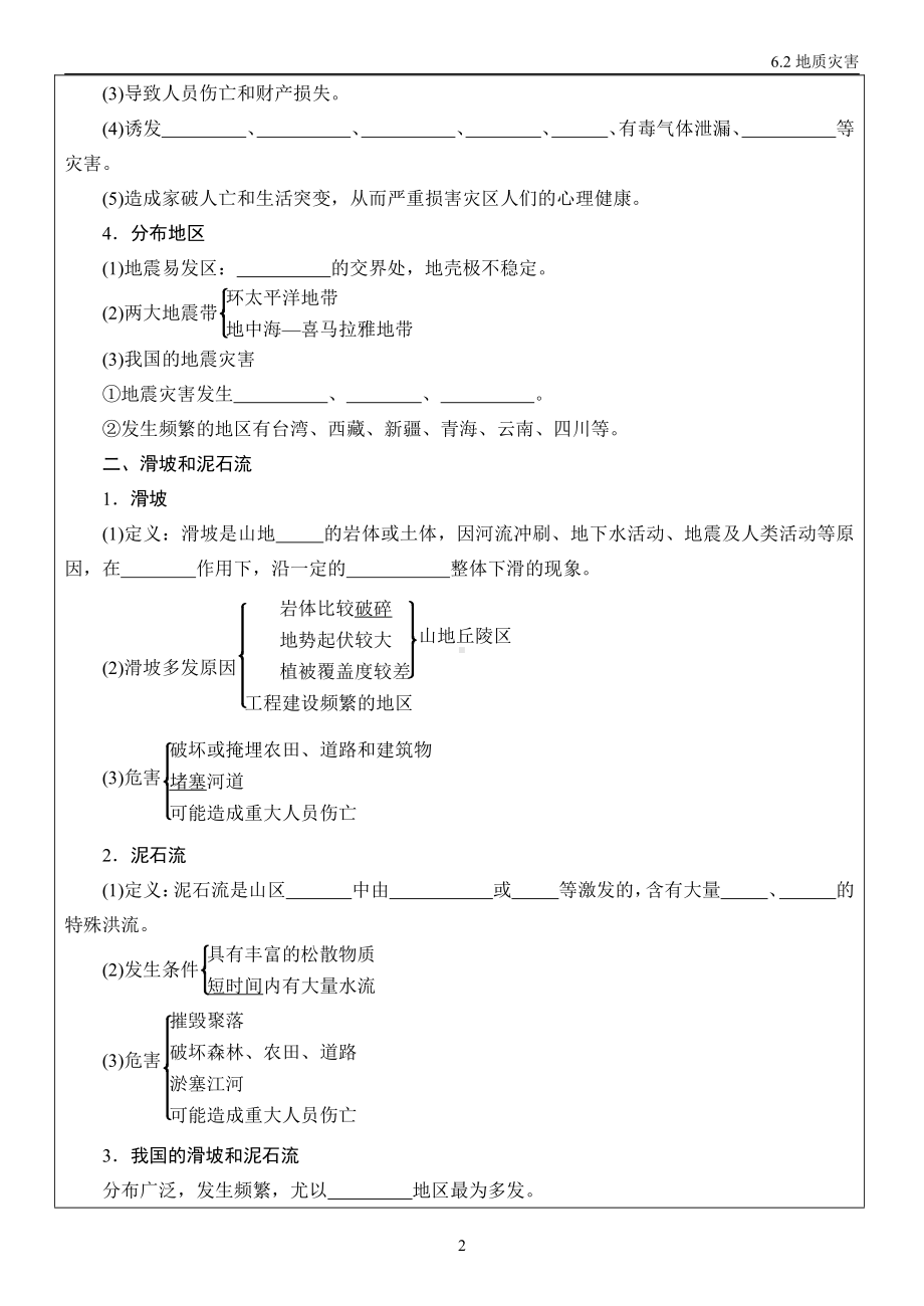 6.2 地质灾害 导学案-（2019新教材）人教版必修一高中地理.doc_第2页