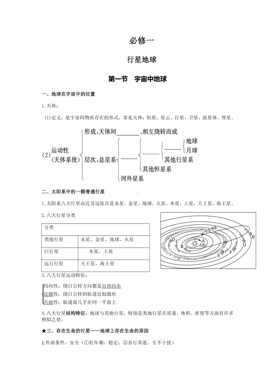 （2019新版）人教版高中地理必修（第一册+第二册） 知识点背诵.docx_第1页