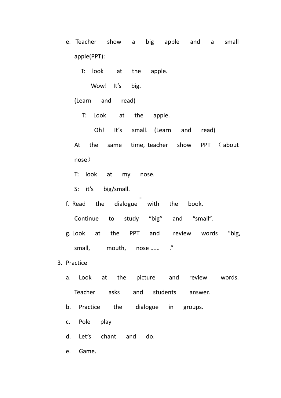 三年级上册Unit 3 Look at my nose.-Lesson 13-教案、教学设计-市级公开课-人教（精通）版(配套课件编号：80bfe).doc_第3页