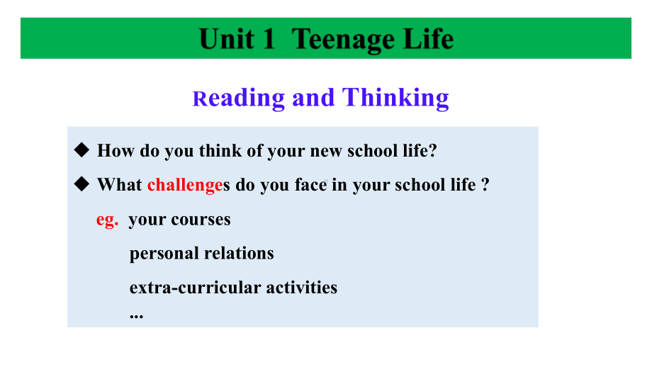 Unit 1 Teenage Life Reading and Thinking ppt课件-（2019新教材）人教版高中英语必修第一册.pptx_第1页