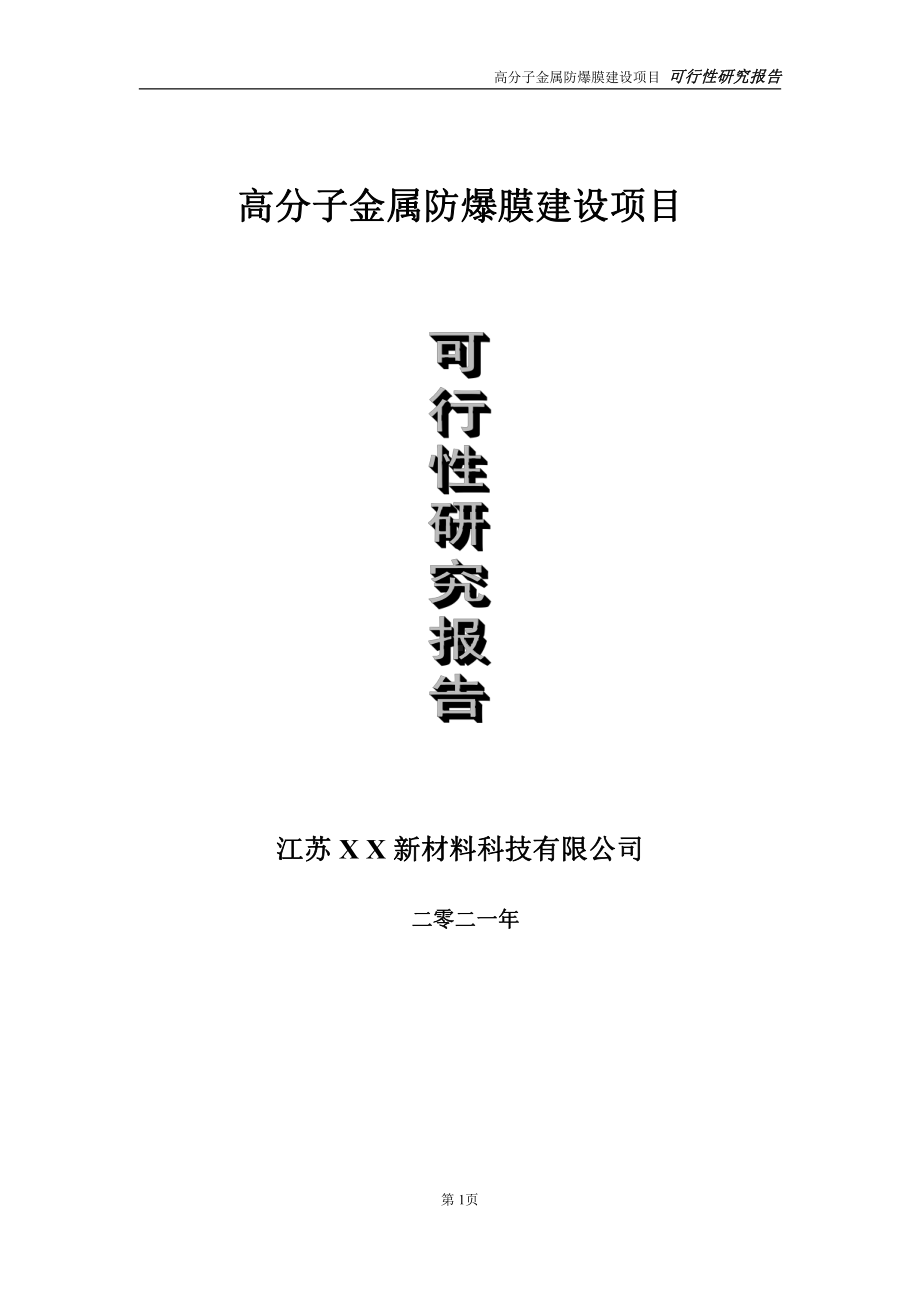 高分子金属防爆膜项目可行性研究报告-立项方案.doc_第1页