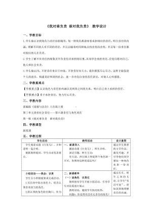 第三单元 勇担社会责任-第六课 责任与角色同在-我对谁负责 谁对我负责-教案、教学设计-部级公开课-部编版八年级上册道德与法治(配套课件编号：81fc8).docx