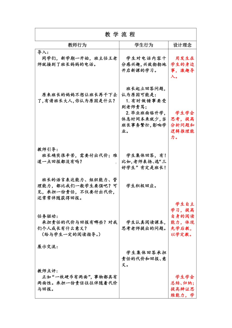 第三单元 勇担社会责任-第六课 责任与角色同在-做负责任的人-教案、教学设计-省级公开课-部编版八年级上册道德与法治(配套课件编号：e2c75).doc_第2页