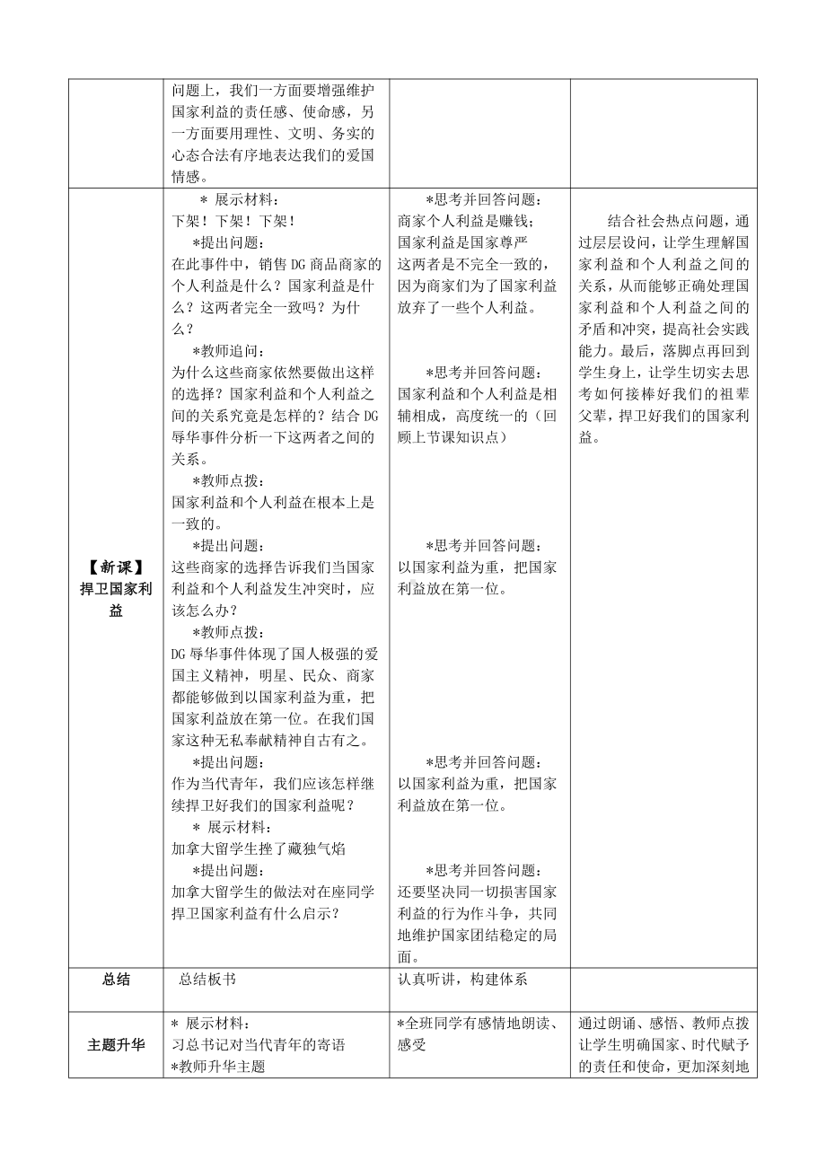 第四单元 维护国家利益-第八课 国家利益至上-坚持国家利益至上-教案、教学设计-市级公开课-部编版八年级上册道德与法治(配套课件编号：102b5).docx_第3页