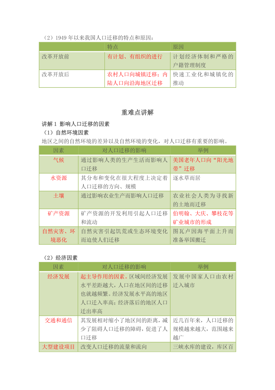 （2019版）人教版高中地理必修第二册1.2人口迁移知识点.docx_第2页